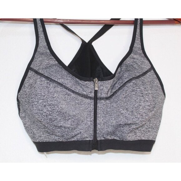 VSX Victoria's Secret Sport Bra 38C Black Heather Zipper Front Padded Underwire - Picture 2 of 13